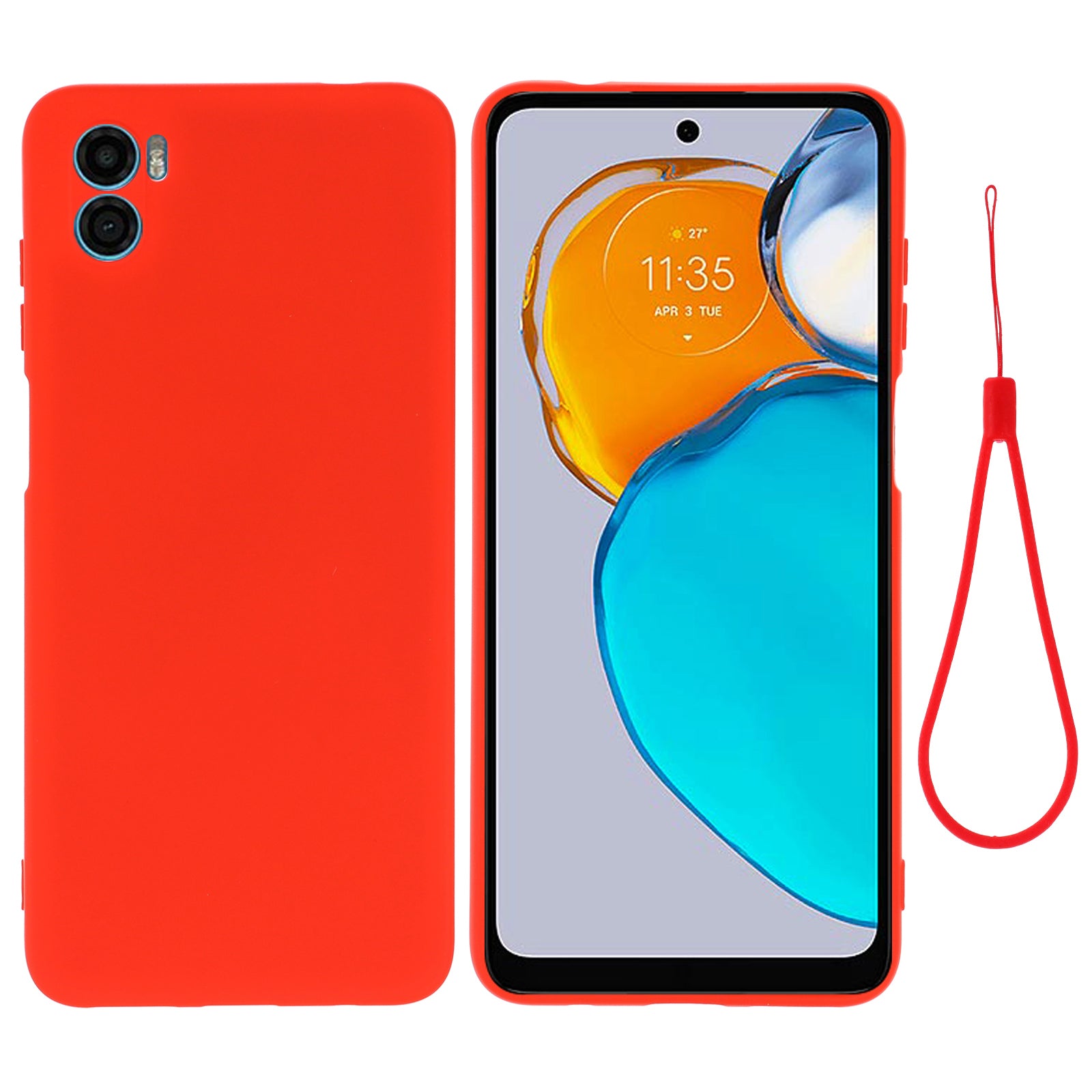 Til Motorola Moto E22s 4G flydende silikonetui Ridsefast mobiltelefoncover beskytter med rem Til Motorola Moto E22s 4G flydende silikonetui Ridsefast mobiltelefoncover beskytter med rem